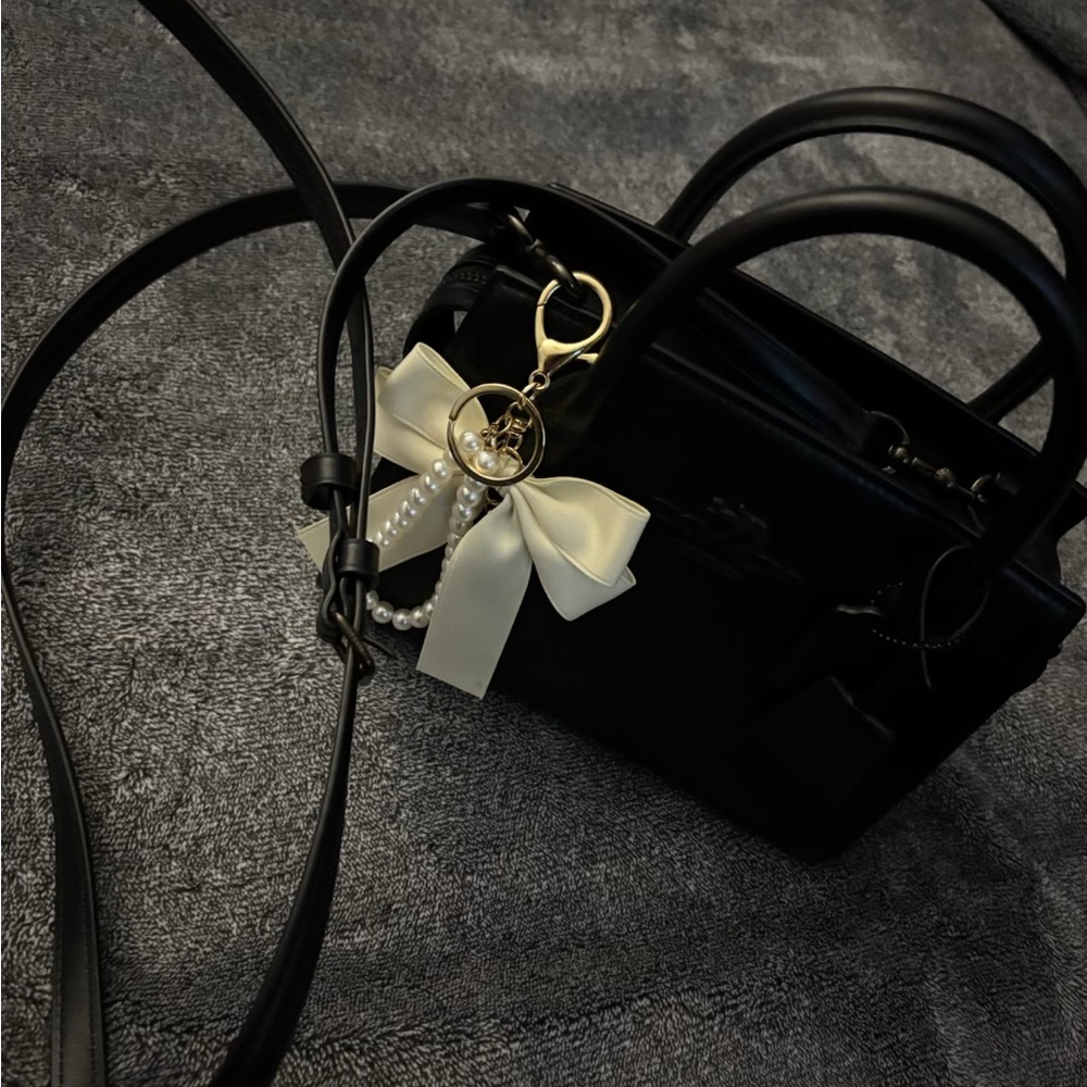 Coach Black Satchel with Cream bow